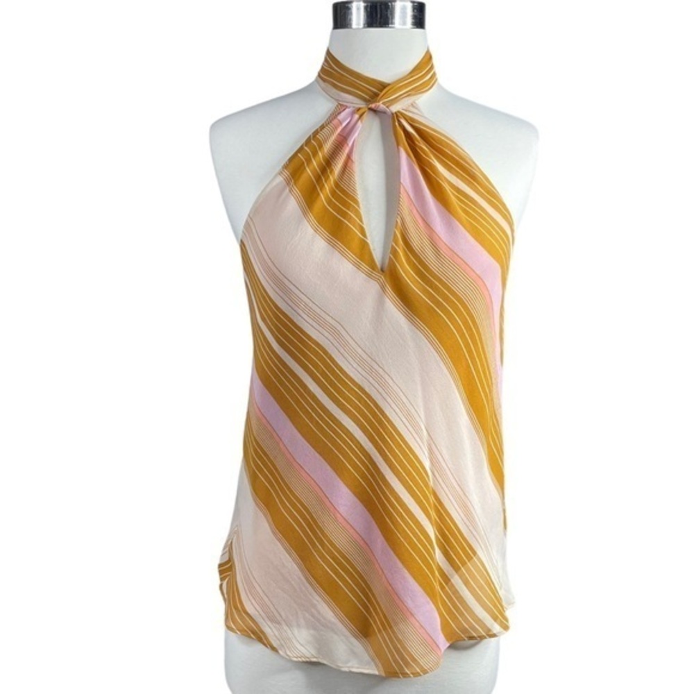Joie striped sleeveless silk top in yellow and pink womens XS